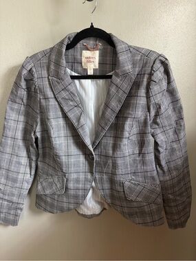 Autres Filles Gray Plaid Single-Button Blazer